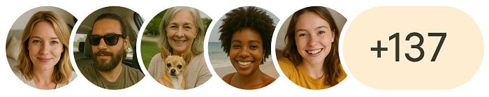 Portraits of customers who purchased our set